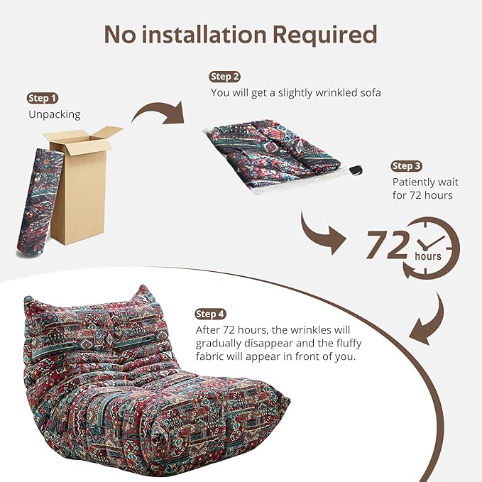 Bean Bag Chair - Corner Sofa, Fireside Chair Bean Bag Sofa Large Bean Bag Chair for Adults,Fireside Floor Couch for Living Room, Bedroom, Gaming & Office