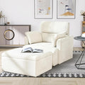 Snowflake Fleece Oversized Accent Chair with Storage Ottoman - 26.57" Wide Deep Seat Reading Chair, Convertible Daybed, 400lbs Capacity for Living Room & Apartment (Beige)