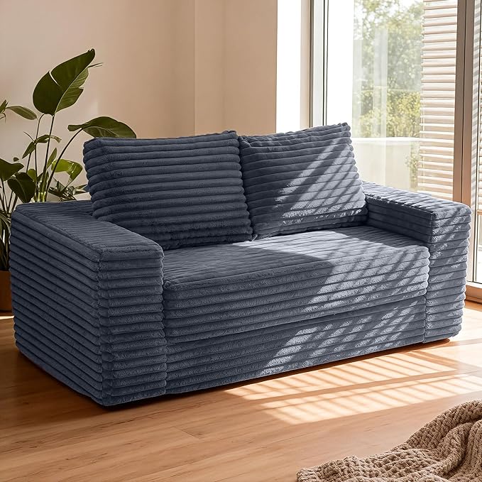 HABUTWAY Convertible Folding Sofa Bed Couch,3 in 1 Pull Out Couch Bed,Loveseat Sleeper Sofa Bed,Boneless Couches with Pillows for Living Room Bedroom, Dark Grey