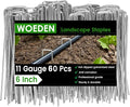 60 Pack 6 Inch Landscape Staples 11 Gauge Heavy Duty Galvanized Garden Stakes, U-Shaped Ground Pins for Weed Barrier Fabric, Drip Irrigation Tubing, Sod, Lawn & Christmas Outdoor Decorations