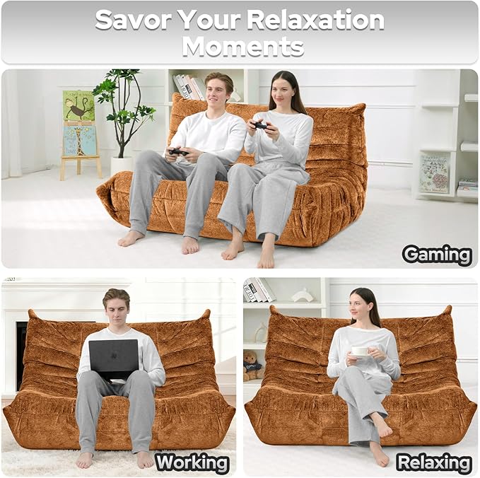 HABUTWAY Bean Bag Chair, Giant Bean Bag Chairs for Adults, 3 Seater Fireside Chair, Lazy Large Floor Bean Bag Sofa for Living Room, Bedroom, Dorm, Office (Brown)