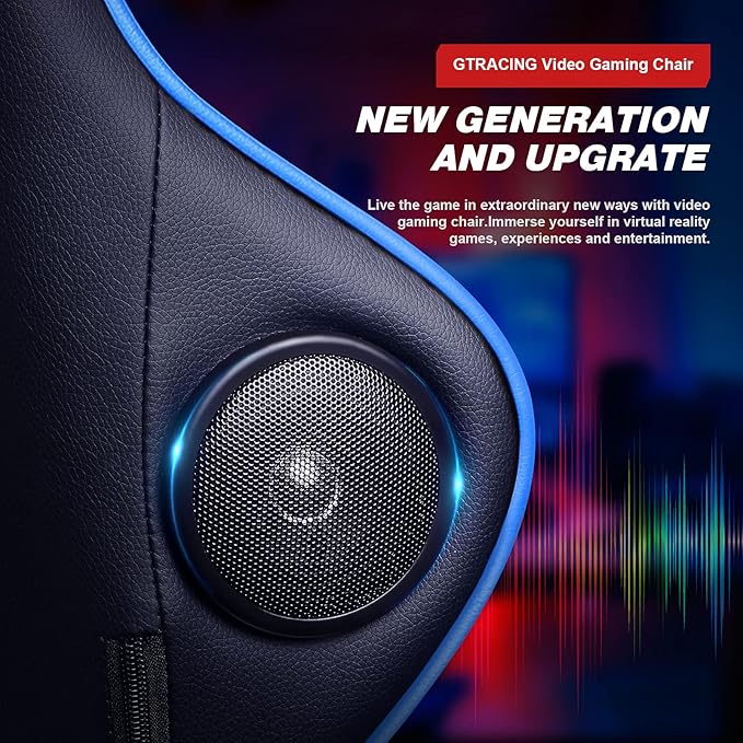 GTRACING Gaming Chair with Footrest Speakers Video Game Chair Bluetooth Music Heavy Duty Ergonomic Computer Office Desk Chair
