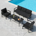 RTDTD Aluminum Outdoor Patio Furniture Set,5 Seats Patio Conversation Sets with Rectangular Coffee Table,Metal Patio Sectional Furniture Set with 5.1" Thickened Cushions,Black