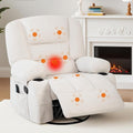Rocker Recliner Chairs for Adults w/Vibration Massage and Heating,360° Swivel Rocker Glider Recliner,Extra Wide Manual Lazy Chair,Chenille Fabric Sofa Chair for Living Room,Bedroom,White