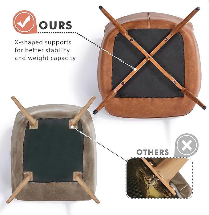 Yaheetech PU Leather Armchair, Modern Accent Chair with Metal Legs, Comfy Upholstered Barrel Chair for Living Room Bedroom Vanity Room, Brown, 2pcs