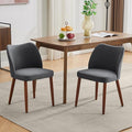 ElfinAura Dining Chair Set of 6, Linen Upholstered Dining Chair with Wood Legs, Wing Backrest, Wooden Kitchen Chair, Kitchen Chairs with Thick Cushions for Dining Room, Living Room, Dark Grey
