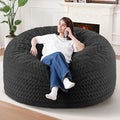 HABUTWAY 5FT Bean Bag Chair,Giant Bean Bag Chairs for Adults,Big Bean Bags with Memory Foam Filled, Large Beanbag Chairs with Chevron Plush Cover-Black