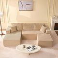 Afuson 107" Boneless Couch with Deep Seat, Modular Sectional Sofa, Cloud Sectional Couch for Living Room, No Assembly Required, Corduroy, U-Shape 3 Seater Left, Camel