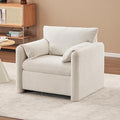 Plush Chenille Accent Chair - Modern Single Seater with High-Resilience Cushion, Compact Reading Chair for Living Room, Bedroom, Dorm Room, Ivory White