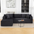TonghuaS 106” Cloud Modular Sectional Sofa with L-Shape Chaise and Deep Seat, Corduroy Memory Foam Boneless Compressed Couch for Living Room, No Assembly Required(Left Facing Chaise, Dark Grey)