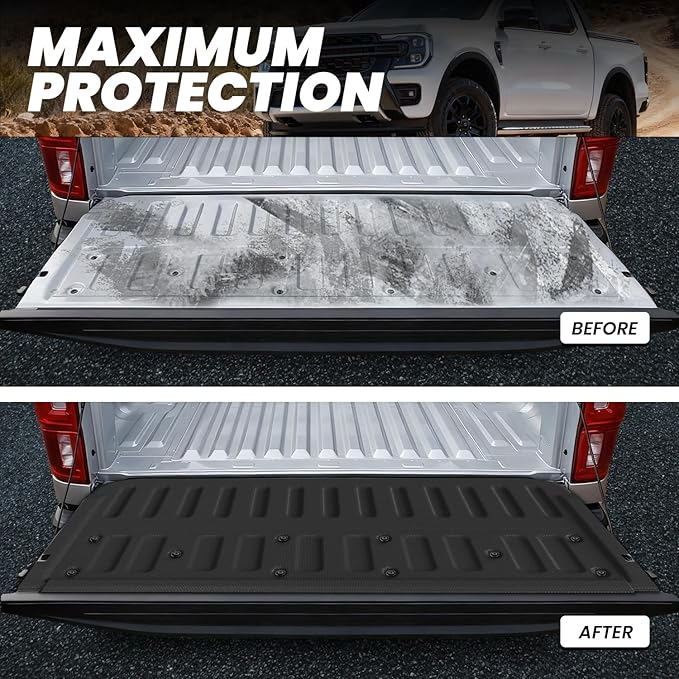LASFIT Tailgate Mat for Ford Ranger 2023 2022 2021 2020 2019 Truck Tailgate Liner All Weather Protector TPE Easy Clean Tailgate Cover