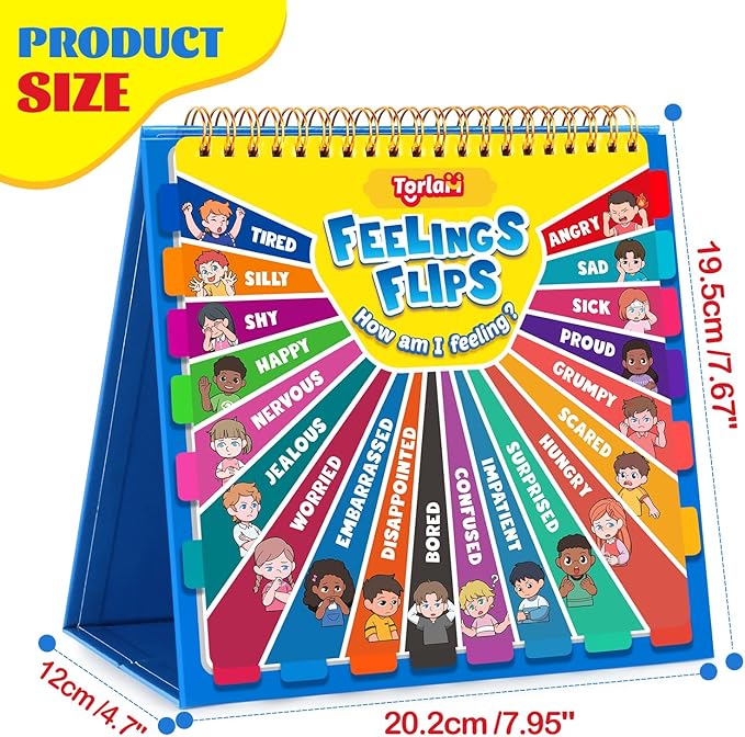 Torlam Feelings Wheel Emotions Book,Calming Down Corner Items Feelings Chart for Kids,Social Emotional Regulation Tools,Emotion Wheel Flip Book,Autism Must-Have ADHD Tools for Kids Classroom Preschool