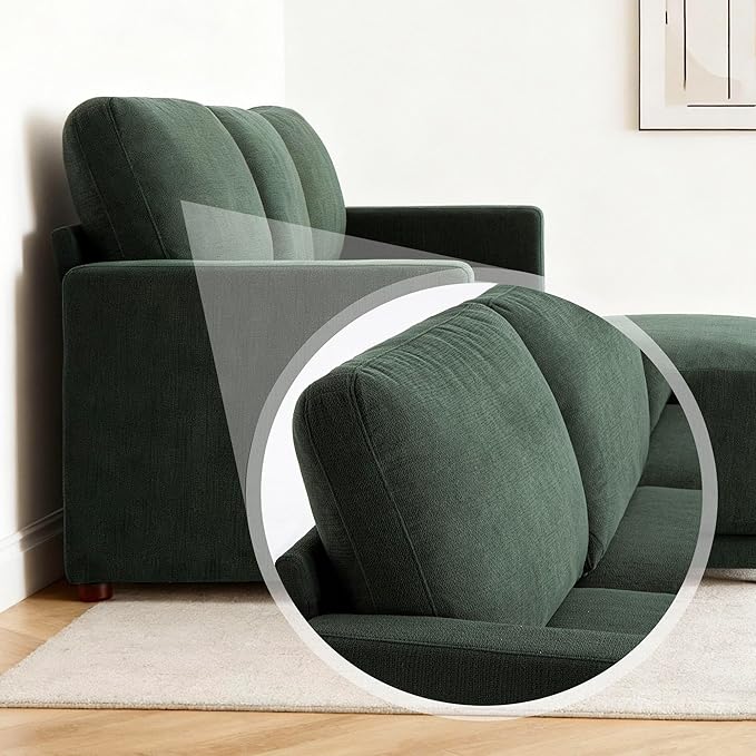 CAPCAPA 112" Modular Sectional Couches for Living Room, U-Shaped Modern Sofa with Ottomans, 5-Piece Chenille Sofa Set for Home Furniture, Dark Green