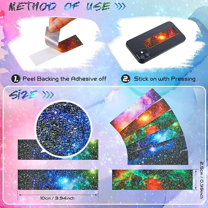 Gersoniel 72 Pcs Anxiety Sensory Stickers Strips Adhesive Textured Mental Health Calm Stickers Mindfulness Fidget Decals Stress Anxiety Relief Items for Therapy Office Desk Counselor(Galaxy)