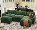 CDCASA 120" Oversized Modular Sectional Sofa, Comfy U-Shaped Cloud Couch w/ 2 Movable Ottoman, 5-Seater Chenille Deep Seat Modern Sofa Couch for Living Room, DIY Combination,Green
