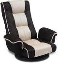 Linen Fabric Ergonomic Gaming Chair, 6-Position Reclining Sofa Bed with Lumbar Support, Foldable Floor Lounger with Thick Cushion, Armrests & Side Pockets for Esports, Reading, Napping (Brown + Beige)