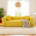 GJQ 3 Seater Boneless Couches for Living Room,Corduroy Couch with 2 Pillows & Storage,Memory Foam Couch in a Box,Compressed Floor Sofa with Armrests,No Assembly Required Cloud Sofa,Yellow