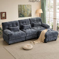 GRAINLLE 93'' Modular Sectional Cloud Couch with 1 Ottoman,Deep Seat Sleeper Sofa L Shaped Sectional Couch,Convertible Upholstered Comfy Chenille Sectional Sofa for Living Room,Bedroom(Blue)