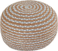 Dekorist Round Ottoman Pouf Footstool Jute Pouffe Stool Seat Cushion Boho Home Decor Extra Seating Pouffe for Living Room, Bedroom, Indoor, Artic Circle 22x22x12 inch, Natural-Cold Blue
