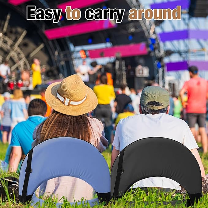 2 Pcs Stadium Seats Floor Chairs Reclining Bleacher Seat with Shoulder Strap Portable Recreation Recliner Beach Folding Waterproof Cushion Chair for Sports