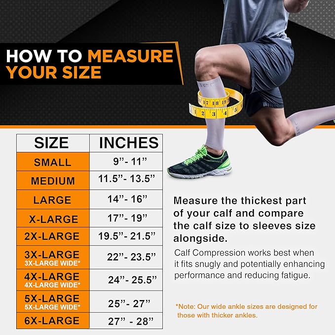 Doc Miller Compression Calf Sleeve for Men & Women – 20-30mmHg Graduated Support for Running, Shin Splints, Calf Strain – Knee High, Small to 6XL Plus Size