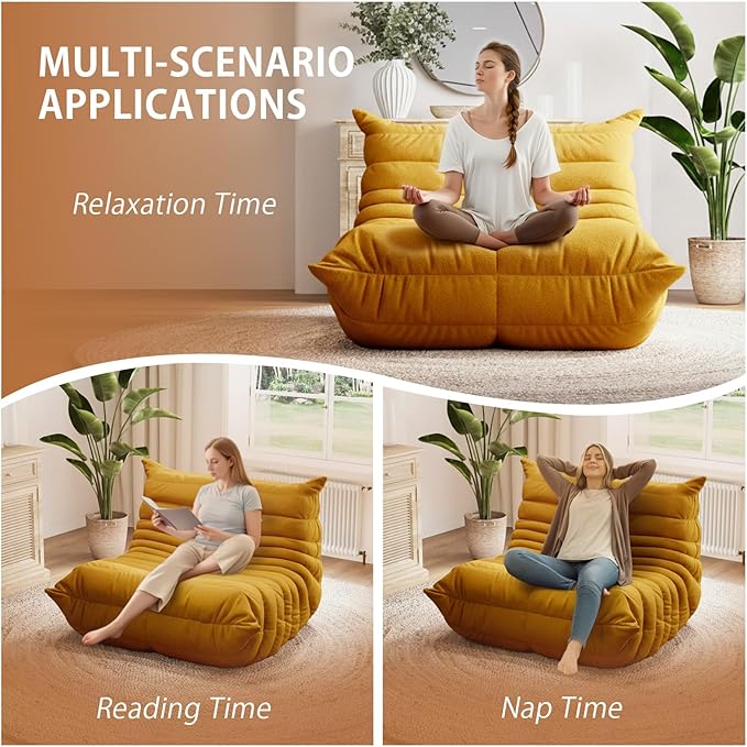 Selyteramy Oversized Bean Bag Chairs for Adults, Giant Beanbag Chair with Memory Foam, Comfy Lounge Chair Lazy Sofa for Apartment, Living Room, Bedroom, Office(Teddy Fabric)