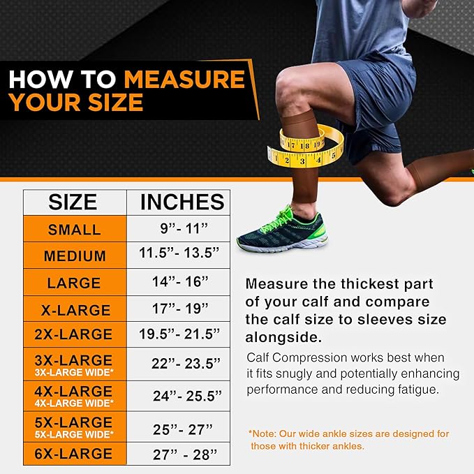 Doc Miller Compression Calf Sleeve for Men & Women – 20-30mmHg Graduated Support for Running, Shin Splints, Calf Strain – Knee High, Small to 6XL Plus Size