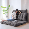 MAXYOYO Bean Bag Bed Tufted Folding Sofa With Pillows, Extra Thick and Long Floor Mattress for Adults, Twin Couch Bed for Bedroom Living Room, Dark Grey, 39x91 Inch