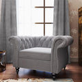 QHITTY Accent Chair, Chesterfield Chair Modern Velvet Upholstered Chairs with Tufted Back for Living Room Furniture (Grey)