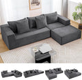 INGEROOM 108" Modular Cloud Sectional Couch with Deep Seat, Boneless Sofa with Movable Ottoman, Plush Corduroy Memory Foam Couch for Living Room, No Assembly, Dark Gray