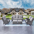 Rilyson Wicker Patio Furniture Set - 6 Piece Rattan Outdoor Sectional Conversation Sets with 1 Sofa,1 Loveseat,2 Armrest Chairs and 2 Ottomans for Porch Deck Garden(Mixed Grey/Grey)