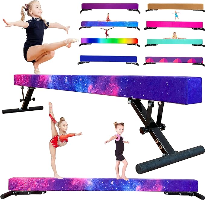 MARFULA Adjustable Balance Beam 8 ft Gymnastic Beam Adjustable Height for Kids and Teenage of All Gymnastic Levels, Gymnastic Training Beam Gymnastic Equipment for Athlete Home and Gym Club Use