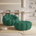 WJShome Modular Sectional Sofa,Bubble Couch Set,1 Seater+ Ottoman,Modern Upholstered Bean Bag Sofa Couch Mesh Fabric Lazy Floor Chair Living Roon Sets (Green)