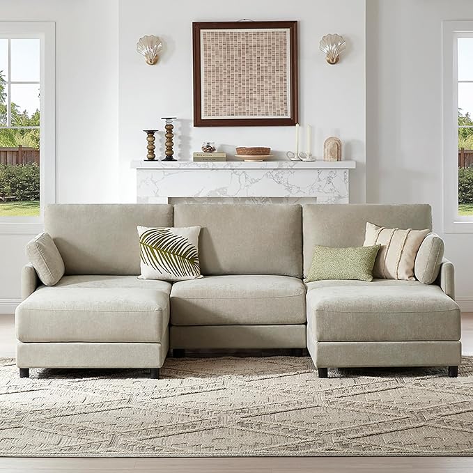 CHITA U Shaped Modular Sectional Sofa with 2 Ottoman, Modern Cloud Couch for Living Room and Apartment, 5 Seat Extra Comfty Sofa, Removable Cover, 107 Inch Width, Classic Taupe