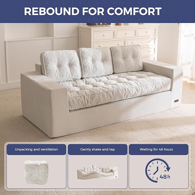 MAXYOYO Boneless Sofa Couch, Floor Sofa for Small Space, Tufted 3-Seater Floor Couch Bean Bag Chair for Living Room Bedroom Apartment, No Assembly Needed