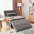 4 in 1 Sleeper Chair, Convertible Sleeper Sofa with Ottoman, Ottoman Bed for Adults, Sofa Bed with Adjustable Backrest for Living Room Apartment Office, Light Grey