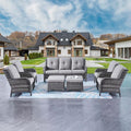 Rilyson Wicker Patio Furniture Set - 7 Piece Rattan Outdoor Sectional Conversation Sets with 1 Sofa,4 Armrest Chairs and 2 Ottomans for Porch Deck Garden(Mixed Grey/Grey)