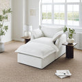 Lopzeho 48” Oversized Chaise Lounge Chair, Modular Sectional Sofa, Down Fill Cloud Couch with Washable Cover, Single Seater with Ottoman, Sectional Couches for Living Room Apartments, Cream White