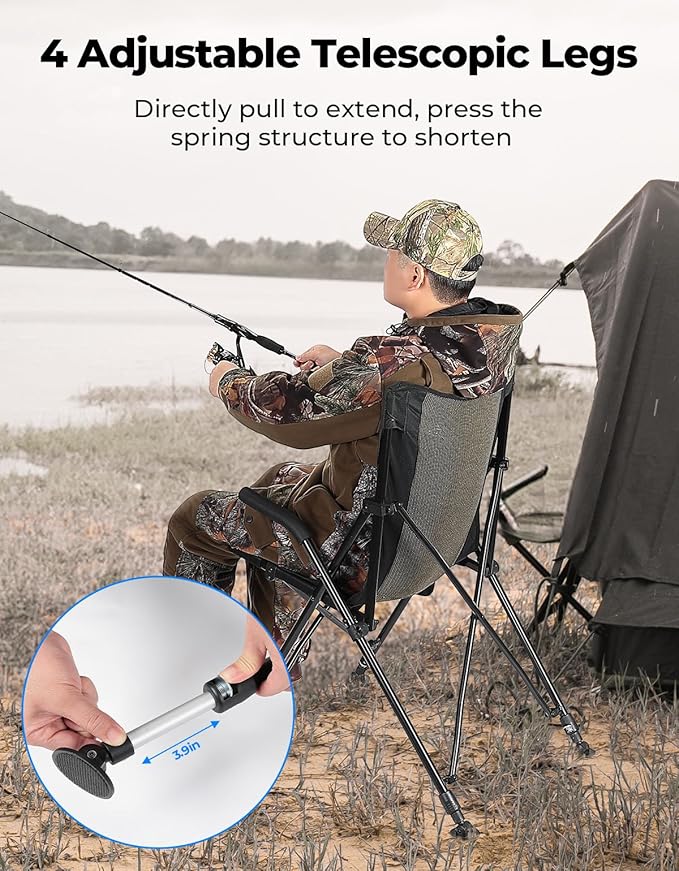 KEMIMOTO Hunting Blind Chair 360 Degree Silent Swivel, 300 Lbs Height Adjustable Quick Folding Portable Comfortable Hunting Deer Fishing Ground Chair
