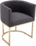 VESCASA Upholstered Dining Chair with Barrel Back, Mid Century Modern Padded Restaurant Chair with Gold Metal Frame for Kitchen, Dining Room, 1PK, Linen Charcoal