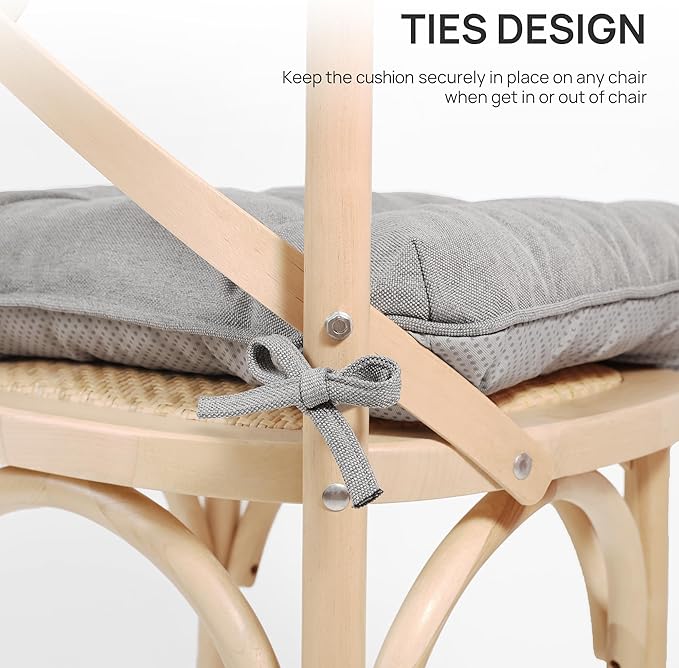 Love's cabin Memory Foam Chair Cushions Set of 4, Outdoor/Indoor Chair Pads for Dining Chairs 4 Pack, Seat Cushions for Kitchen, Dining Room, Office, Patio Chairs, 19"x19"x3.5" Light Grey