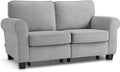 MCombo 67.7" Loveseat Sofa, 2-Seater Small Couch for Small Spaces, Classic Rolled Arm Upholstered Sofa with Solid Wood Legs for Living Room, Removable Cover, Chenille Fabric VE730 (Light Grey)