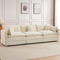 saows Modular Sectional Sofa, 112.2 Inch Rectangle Shaped Couch Set with Armrests, 3-Seater Comfy Cloud Couches for Living Room Apartment, Beige