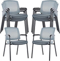 CLATINA Grey Stacking Chairs Stackable Waiting Room Chairs with Armrest, Mesh Office Reception Guest Chair for Home Desk Conference Lobby Church Medical Meeting Training Ergonomic, Set of 8