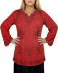 Agan Traders 2025 Winter Long Sleeve Diamond Neck Embroidered Tops - Medieval Boho Vintage Tunic Kurta Blouses for Women