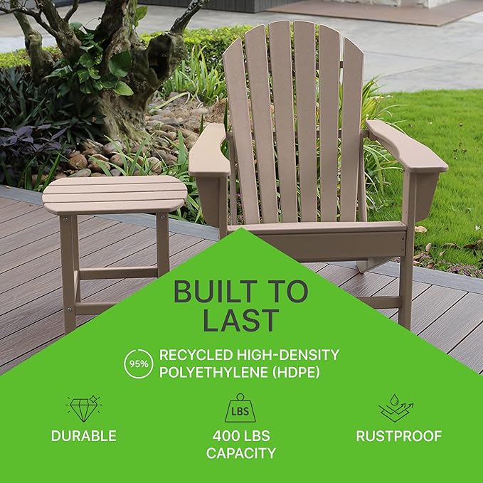 NewTechWood Atlantic Classic Curveback Plastic Weather Resistant Patio Adirondack Chair, Easy Installation, Widely Used in Outdoor, Fire Pit, Deck, Lawn, Outside, Garden Chairs (Roman Antique)