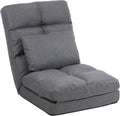 Chaise Lounge Indoor, 14-Position Floor Chair with Padded Pillow for Adults Kids, Folding Lazy Sofa Chair for Living Room, Bedroom, for Gaming Reading (Grey)