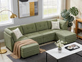 VANOMi 4 Seater Cloud Couches for Living Room with 2 Ottomans, 118" Modular Sectional Sofas & Couches, Comfy Chenille Cloud Sectional Couch Sofa for Apartment, Office, Green, U Shaped