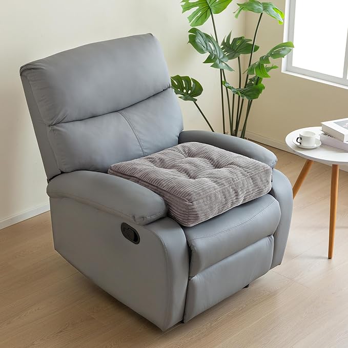 Tufted Corduroy Recliner Seat Cushion for Elderly, High Density Foam Large Square Seat Cushion for Recliner Chair, Floor Pillow, Office Chair, Car, No Pressure on Thighs, 20x20x4