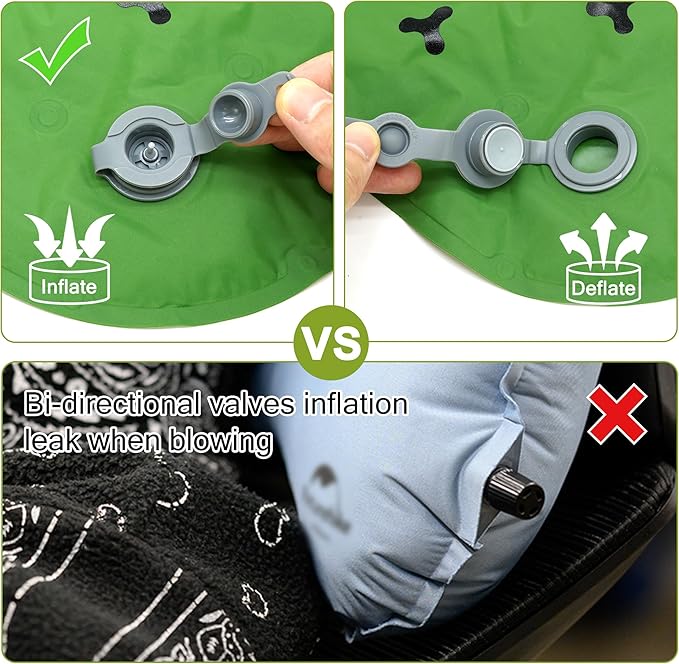 BreezCamp Inflatable Seat Cushion, Lightweight Stadium Seat Pad, Camping Accessories Chair Pad for Airplane Travel, Hiking, Climbing, Home and Office,Green